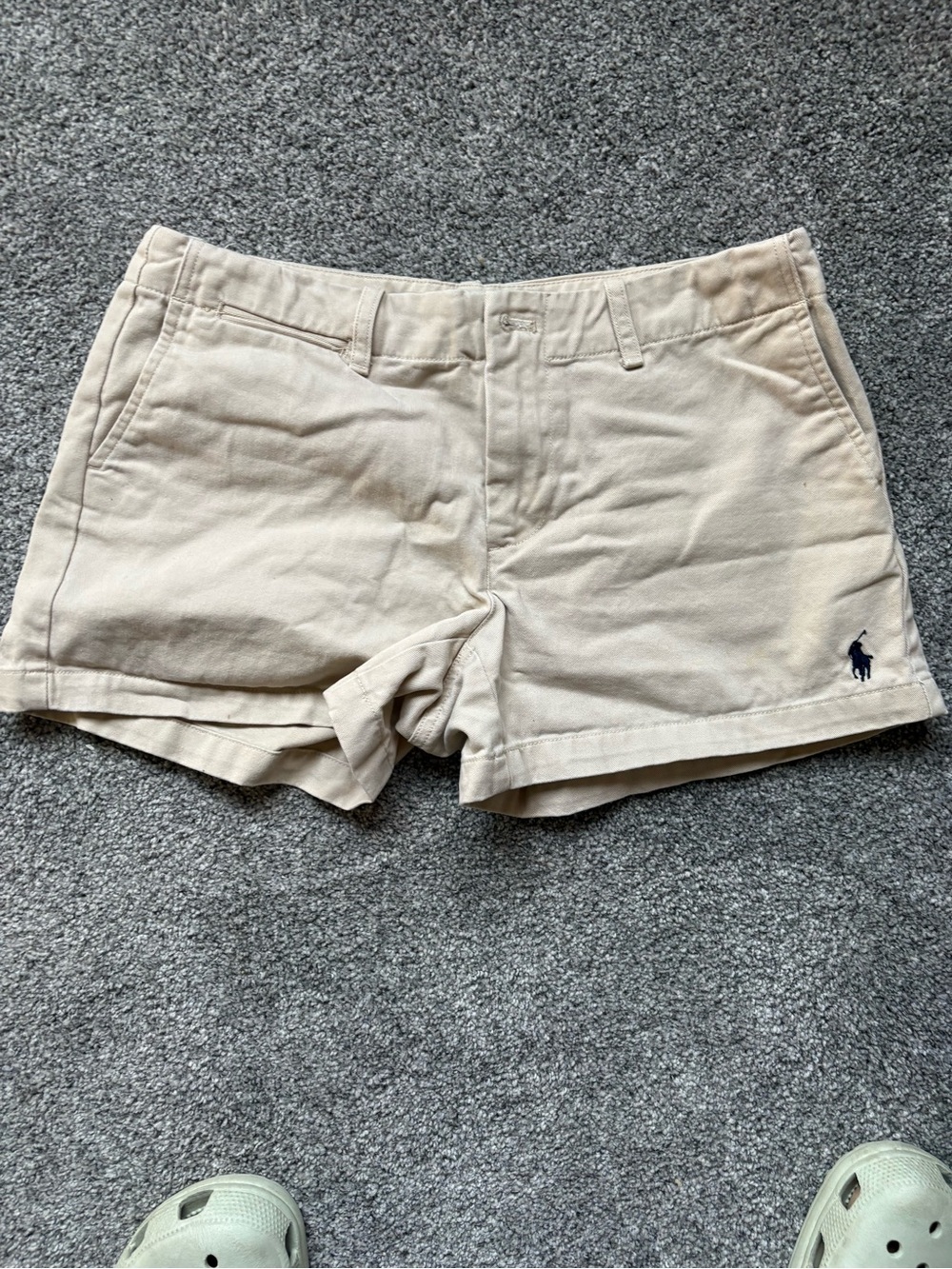 Ralph Lauren Beige Cotton Bermuda Shorts with Navy Pony